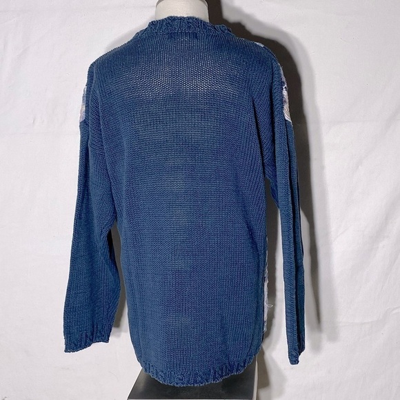 Vintage Brontë Knitted By Hand Ramie Cotton Floral Crew Neck Sweater S - Picture 4 of 11